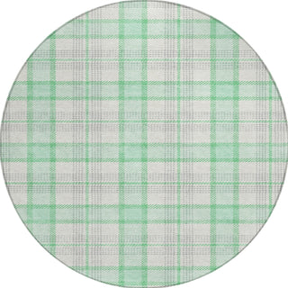 Piper Looms Chantille Plaid ACN1052 Seafoam Machine Washable Area Rug Round Main Image