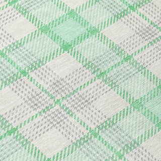 Piper Looms Chantille Plaid ACN1052 Seafoam Machine Washable Area Rug Swatch Image