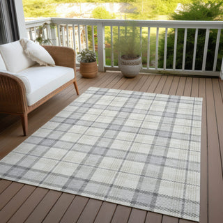 Piper Looms Chantille Plaid ACN1052 Silver Machine Washable Area Rug Outdoor Lifestyle Image Feature