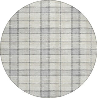 Piper Looms Chantille Plaid ACN1052 Silver Machine Washable Area Rug Round Main Image