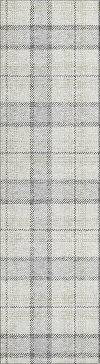 Piper Looms Chantille Plaid ACN1052 Silver Machine Washable Area Rug Runner Main Image
