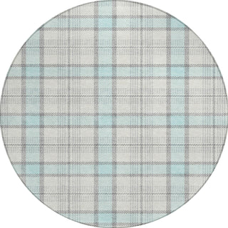 Piper Looms Chantille Plaid ACN1052 Sky Machine Washable Area Rug Round Main Image
