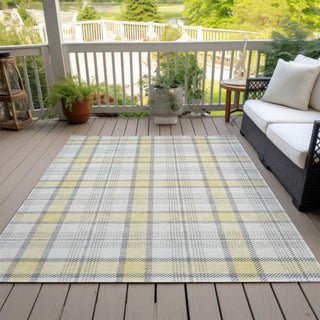 Piper Looms Chantille Plaid ACN1052 Yellow Machine Washable Area Rug Outdoor Lifestyle Image Feature