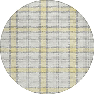 Piper Looms Chantille Plaid ACN1052 Yellow Machine Washable Area Rug Round Main Image