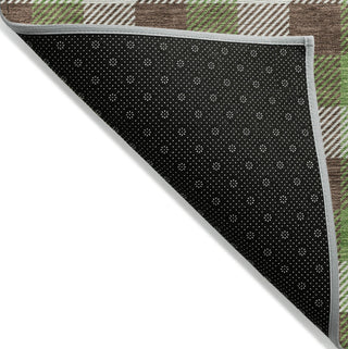Piper Looms Chantille Plaid ACN1053 Brown Machine Washable Area Rug Backing Image