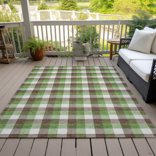 Piper Looms Chantille Plaid ACN1053 Brown Machine Washable Area Rug Outdoor Lifestyle Image Feature