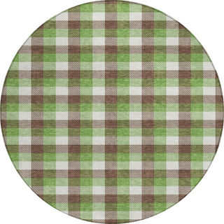 Piper Looms Chantille Plaid ACN1053 Brown Machine Washable Area Rug Round Main Image