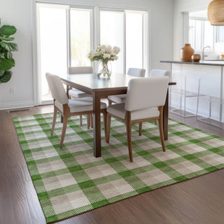 Piper Looms Chantille Plaid ACN1053 Emerald Machine Washable Area Rug Lifestyle Image Feature