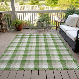 Piper Looms Chantille Plaid ACN1053 Emerald Machine Washable Area Rug Outdoor Lifestyle Image Feature
