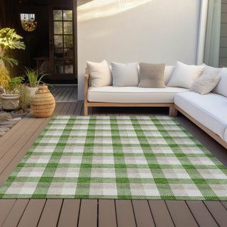 Piper Looms Chantille Plaid ACN1053 Emerald Machine Washable Area Rug Outdoor Lifestyle Image Feature