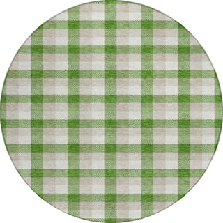 Piper Looms Chantille Plaid ACN1053 Emerald Machine Washable Area Rug Round Main Image