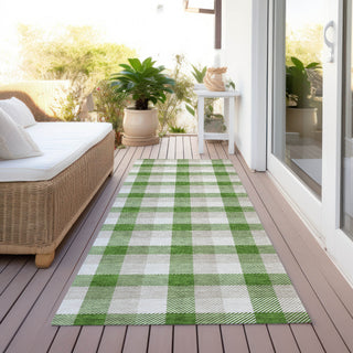 Piper Looms Chantille Plaid ACN1053 Emerald Machine Washable Area Rug Runner Outdoor Lifestyle Image Feature