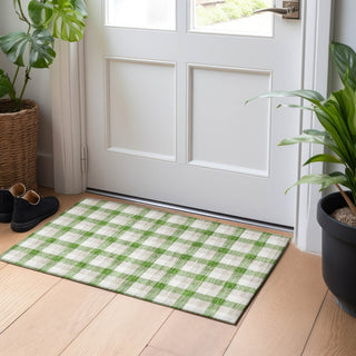 Piper Looms Chantille Plaid ACN1053 Emerald Machine Washable Area Rug Scatter Lifestyle Image Feature
