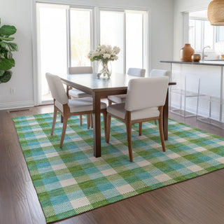 Piper Looms Chantille Plaid ACN1053 Lime Machine Washable Area Rug Lifestyle Image Feature