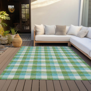 Piper Looms Chantille Plaid ACN1053 Lime Machine Washable Area Rug Outdoor Lifestyle Image Feature