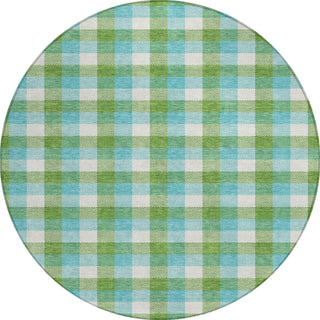 Piper Looms Chantille Plaid ACN1053 Lime Machine Washable Area Rug Round Main Image