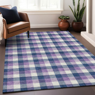 Piper Looms Chantille Plaid ACN1053 Navy Machine Washable Area Rug Lifestyle Image Feature
