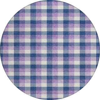 Piper Looms Chantille Plaid ACN1053 Navy Machine Washable Area Rug Round Main Image