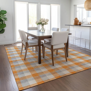 Piper Looms Chantille Plaid ACN1053 Orange Machine Washable Area Rug Lifestyle Image Feature