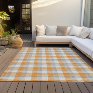 Piper Looms Chantille Plaid ACN1053 Orange Machine Washable Area Rug Outdoor Lifestyle Image Feature