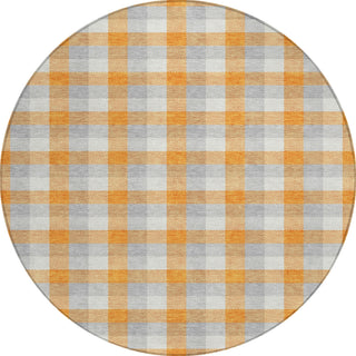 Piper Looms Chantille Plaid ACN1053 Orange Machine Washable Area Rug Round Main Image