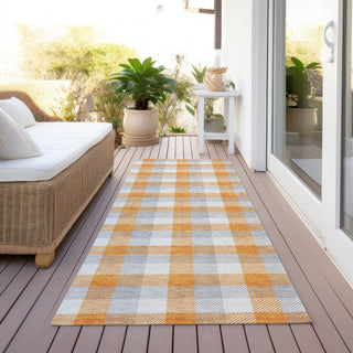 Piper Looms Chantille Plaid ACN1053 Orange Machine Washable Area Rug Runner Outdoor Lifestyle Image Feature