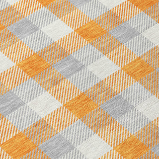 Piper Looms Chantille Plaid ACN1053 Orange Machine Washable Area Rug Swatch Image