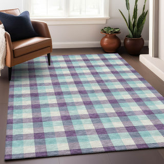 Piper Looms Chantille Plaid ACN1053 Purple Machine Washable Area Rug Lifestyle Image Feature