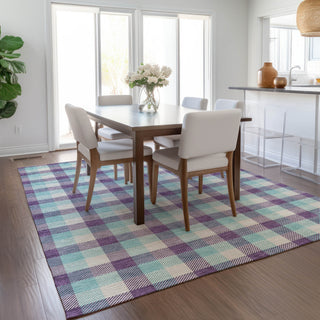 Piper Looms Chantille Plaid ACN1053 Purple Machine Washable Area Rug Lifestyle Image Feature