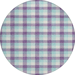 Piper Looms Chantille Plaid ACN1053 Purple Machine Washable Area Rug Round Main Image
