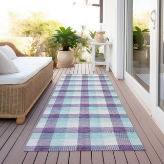 Piper Looms Chantille Plaid ACN1053 Purple Machine Washable Area Rug Runner Outdoor Lifestyle Image Feature