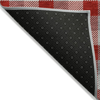 Piper Looms Chantille Plaid ACN1053 Red Machine Washable Area Rug Backing Image