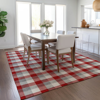 Piper Looms Chantille Plaid ACN1053 Red Machine Washable Area Rug Lifestyle Image Feature