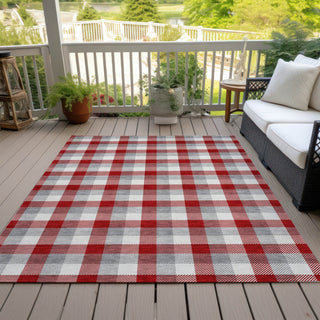 Piper Looms Chantille Plaid ACN1053 Red Machine Washable Area Rug Outdoor Lifestyle Image Feature