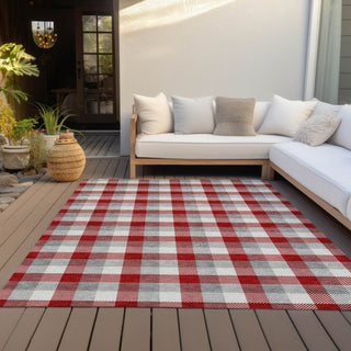 Piper Looms Chantille Plaid ACN1053 Red Machine Washable Area Rug Outdoor Lifestyle Image Feature