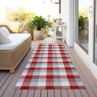 Piper Looms Chantille Plaid ACN1053 Red Machine Washable Area Rug Runner Outdoor Lifestyle Image Feature