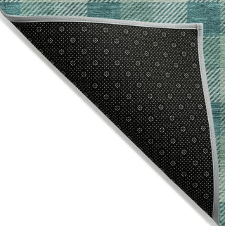 Piper Looms Chantille Plaid ACN1053 Seafoam Machine Washable Area Rug Backing Image