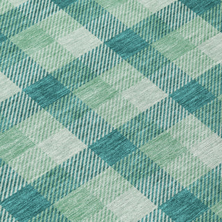 Piper Looms Chantille Plaid ACN1053 Seafoam Machine Washable Area Rug Swatch Image
