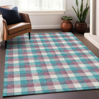 Piper Looms Chantille Plaid ACN1053 Teal Machine Washable Area Rug Lifestyle Image Feature