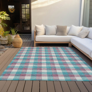 Piper Looms Chantille Plaid ACN1053 Teal Machine Washable Area Rug Outdoor Lifestyle Image Feature