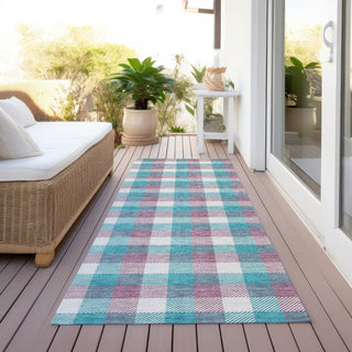 Piper Looms Chantille Plaid ACN1053 Teal Machine Washable Area Rug Runner Outdoor Lifestyle Image Feature
