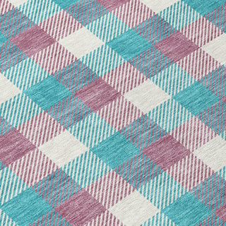Piper Looms Chantille Plaid ACN1053 Teal Machine Washable Area Rug Swatch Image