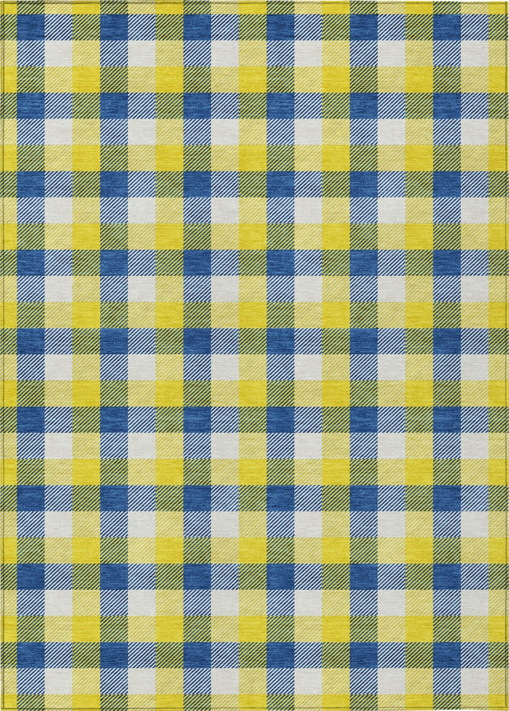 Piper Looms Chantille Plaid ACN1053 Yellow Machine Washable Area Rug main image