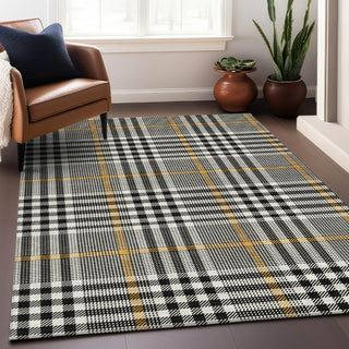 Piper Looms Chantille Plaid ACN1054 Black Machine Washable Area Rug Lifestyle Image Feature