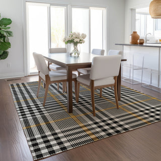 Piper Looms Chantille Plaid ACN1054 Black Machine Washable Area Rug Lifestyle Image Feature