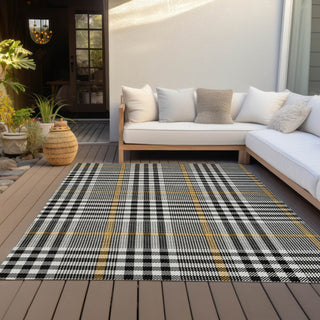 Piper Looms Chantille Plaid ACN1054 Black Machine Washable Area Rug Outdoor Lifestyle Image Feature