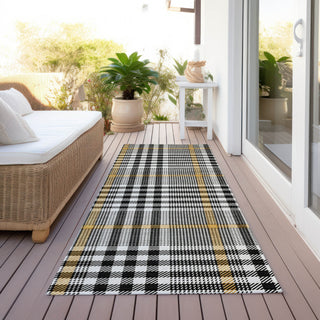Piper Looms Chantille Plaid ACN1054 Black Machine Washable Area Rug Runner Outdoor Lifestyle Image Feature