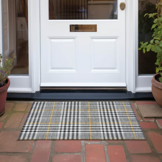 Piper Looms Chantille Plaid ACN1054 Black Machine Washable Area Rug Scatter Outdoor Lifestyle Image Feature