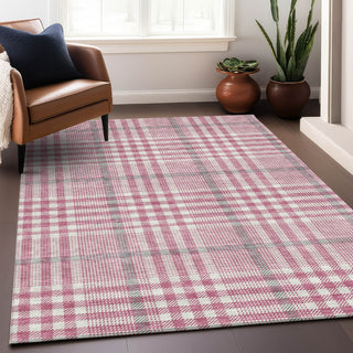 Piper Looms Chantille Plaid ACN1054 Blush Machine Washable Area Rug Lifestyle Image Feature