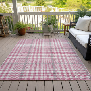 Piper Looms Chantille Plaid ACN1054 Blush Machine Washable Area Rug Outdoor Lifestyle Image Feature